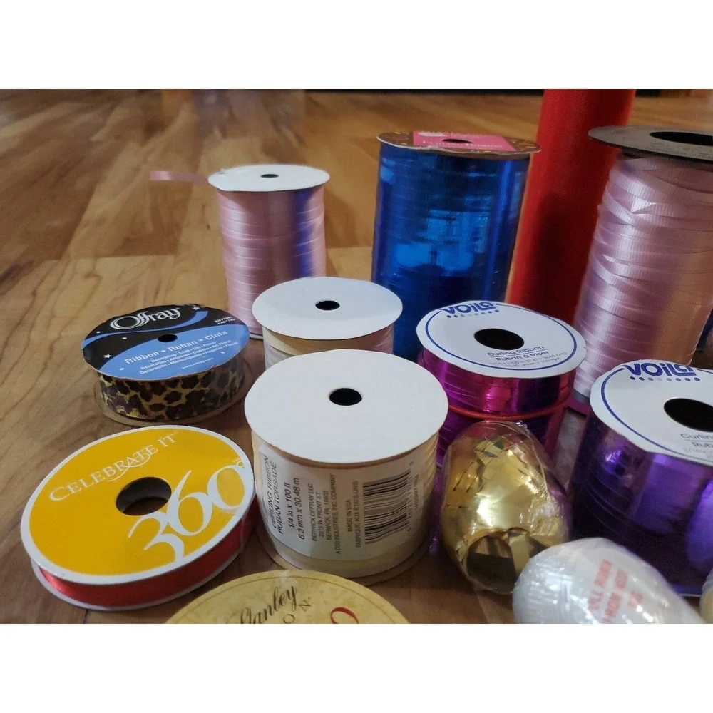 Lot Vintage Now Curling Ribbon Tulle Multicolor Used And Unused